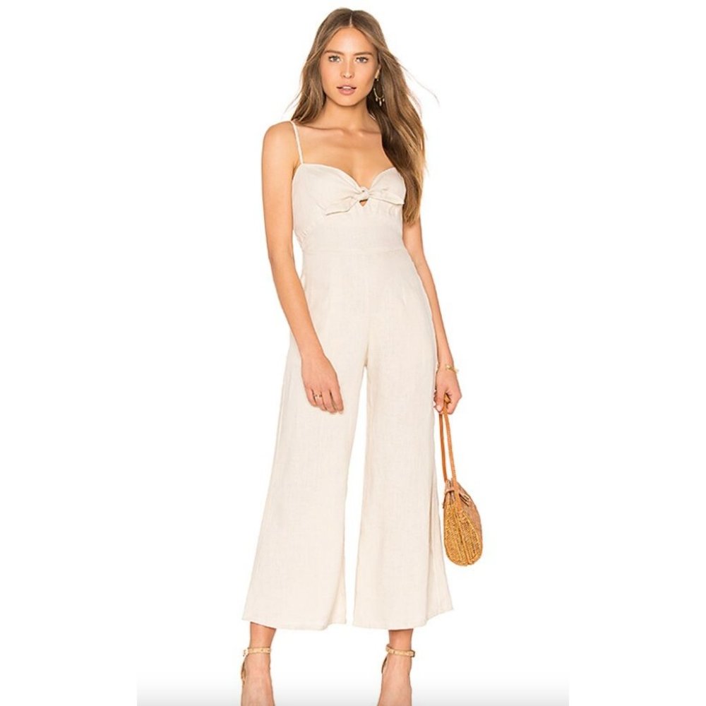 Faithfull The Brand Presley Jumpsuit In Plain Bone Cream Size 4